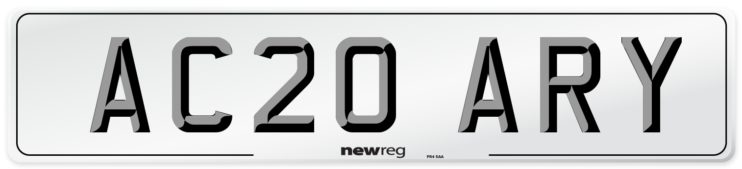 AC20 ARY Number Plate from New Reg